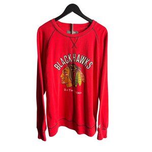 Old Time Hockey Licensed Chicago Blackhawks Men's Red LS Top Stitch Tee Shirt XL